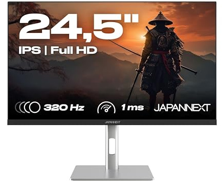 JapanNext Monitor Gaming 24.5 IPS Full HD (1920x1080) 320Hz 1ms | Altura e inclinación Ajustables (HSP) Altavoces Integrados | G-Sync/FreeSync | JN-IPS245G320F-HSP