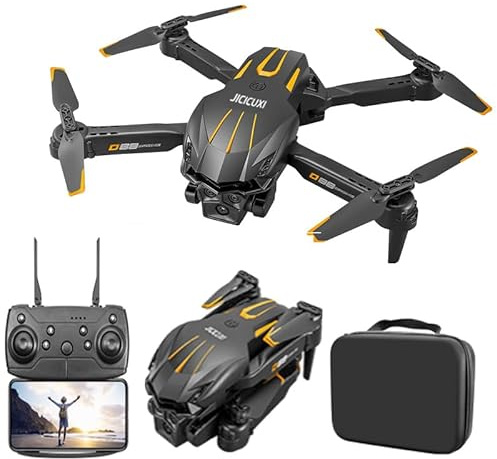 Drohne mit Kamera 4K, Faltbare Mini Drohne mit kameraür Kinder & Anfänger, Dual-Kameras, 2 Akkus für längere Flugmomente, 360° Flip, Headless Modus, Höhenhaltung, Tragetasche, Geschenk (Goldgelb)