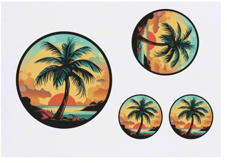 Azeeda 4 x 'Palm Tree on Beach' Temporary Tattoos (TO00073332)