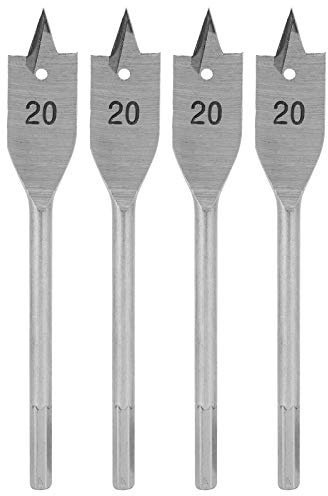 Holigie 4 piece flat wood drill bit set,20mm high carbon steel spade drill bit for woodworking woodworking tools replaceable forster drill bits and brad drill bits (HSS hardend)
