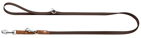 Hunter stufenlos verstellbare Hundeführleine WOLMAR – BioThane® & Leder, 3-Fach verstellbar, robust & pflegeleicht, handgefertigt in Deutschland, Farbe: Schokobraun/Cognac, Größe: 19/300