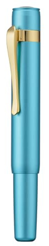 HONG DIAN M2 - Mini Pluma Estilográfica, punta suave media y forma elegante, de aluminio, bolsillo corto, bolígrafo de viaje (Azul Lago)