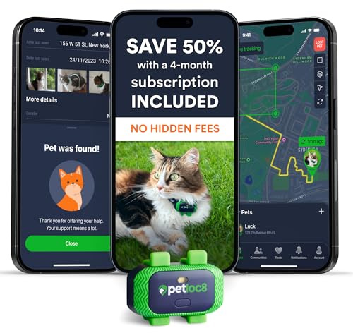 Cat GPS Tracker – Smallest Waterproof Pet Tracking Device with App, Real-Time Location, Smart Alerts & Geo-Fence, Long-Life Battery, Lightweight, Collar-Compatible, 4G Built-in SIM – iOS & Android