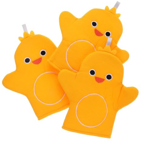 3 Stück Cartoon Badehandschuh für Kinder und Babys aus Baumwolle | Weiche Haptik, Tragbar und Leicht, Geeignet für Reise und Geschäftsreise, Zufälliges Cartoon Design