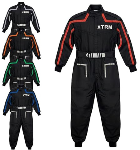 3GO Kids Motocross Motorbike Race Kart Suit Overall New Motorcycle Clothing Child For Quad MX Off Road Trials Go Karting ATV MTB BMX Enduro Dirt Bike One Piece Suit (Black/Red, L)