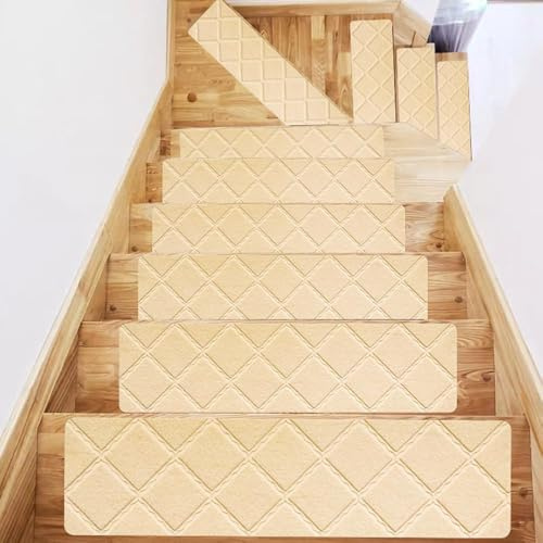 Juego de 15 peldaños antideslizantes autoadhesivos y silenciosos, ideales para niños y personas mayores, tiras de alfombra seguras para uso doméstico en interiores, fácil instalación