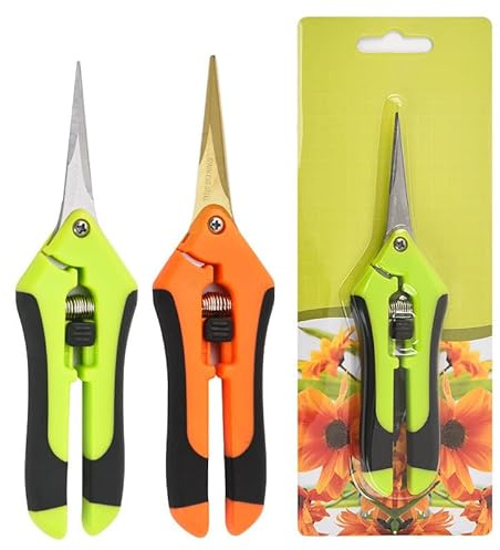 CXRYLZ-FUR 2 Piezas Tijeras Podar de Jardíneria con cuchillas curvadas revestidas de titanio, Tijeras de Podar de Mano Pequeñas, Herramientas de Jardin para Arboles, Flores, Frutas, Bonsáis