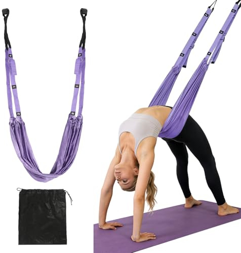 VUTYNKO Aerial Yogagagurt, Aerial Yoga Amaca in Poliestere Cotone, Cintura da Yoga, Accessori Pilates, Per Riabilitazione Pilates Spagat Ginnastica Flessibilità Allenamento