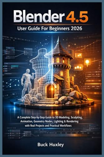 Blender 4.5 User Guide For Beginners 2026: A Complete Step-by-Step Guide to 3D Modeling, Sculpting, Animation, Geometry Nodes, Lighting & Rendering with Real Projects and Practical Workflows