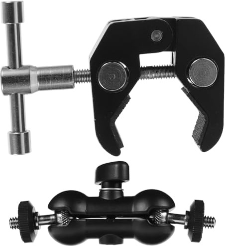 2pcs Microphone Crab Clamp Double Head Bracket Holder Black | Stainless Steel, Reusable Design, Horizontal or Vertical Mounting, Lightweight 2pcs Set