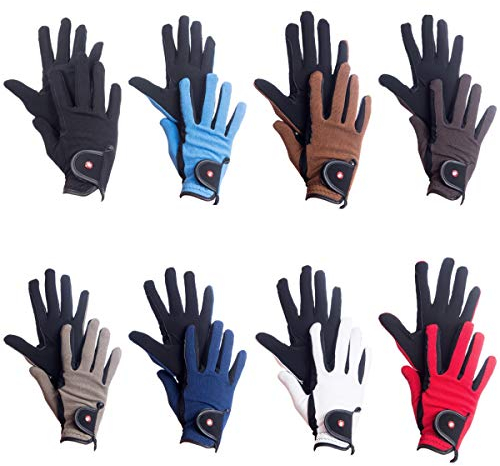 RL24 - Reithandschuhe Kinder Professional Nubuk | Handschuhe zum Reiten | Reiterhandschuhe mit Magic-Lederimitat | robust, rutschfest & atmungsaktiv | Reitzubehör in Schwarz/Navy | 10 Jahre