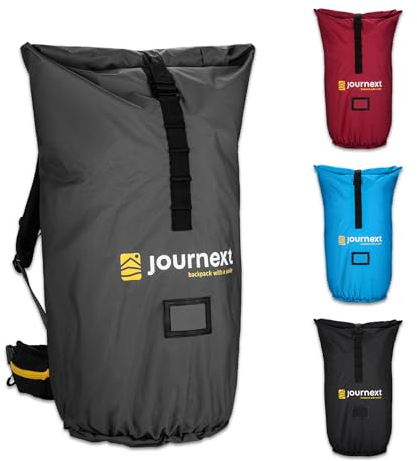 Journext 2en1 Funda de Mochila y Protector de Lluvia para Mochilas de Viaje | Funda para Mochila Viajar en avión y Tren | Flight Cover | Protección de Mochila (stonegrey, M (hasta 55L))