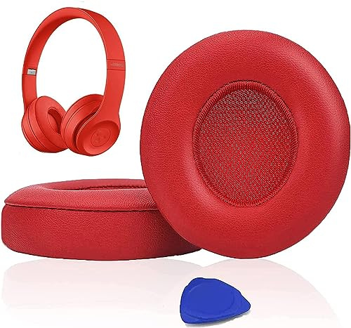 SoloWIT® Professionelle Ersatz Ohrpolster für Beats Solo 2 & Solo 3 Kabellose On-Ear Kopfhörer mit Weiches Proteinleder, Starkes Klebeband