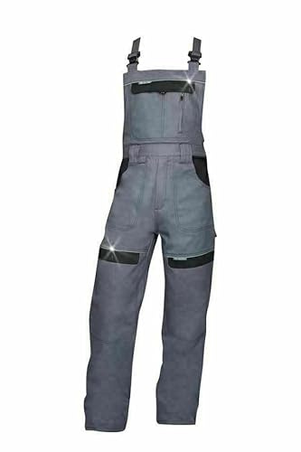 K&G Profi Latzhose ARDCT H8404 GRAU + 100% Baumwolle Herrenlatzhose Beruflatzhose Schutzlatzhose Arbeitslatzhose Sicherheitshose Herren Hose Arbeitshose (54)