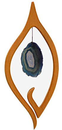 Fensterdeko Segel mit Heilstein, Blauer Achat, Fensterschmuck aus Holz, Deko