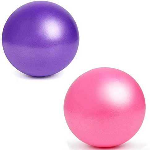 YMWALK Pilates Ball, 2 PCS 25cm Small Exercise Ball, Mini Soft Pilates Ball Antiscivolo Anti Burst Gym Fitness Ball perfetta per pilates, yoga, core training e terapia fisica (viola e rosa)
