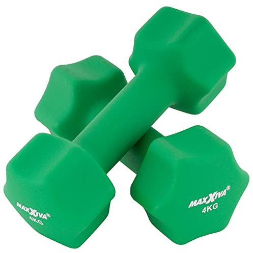 MAXXIVA Hantelset Neopren Kurzhanteln 2 x 4.0 kg Fitnesshanteln Krafttraining Workout Homegym