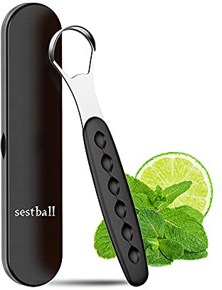 New Version Tongue Scraper Cleaner for Adults & Kids, Medical Grade Metal Tongue Brushes Set for Fresh Breath Dental Eliminate Bad Breath in Seconds (Black)
