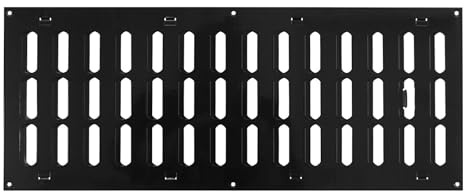Rejilla de ventilación de aire de metal negro, 500 mm x 200 mm, con obturador ajustable, cubierta plana rectangular moderna para conductos