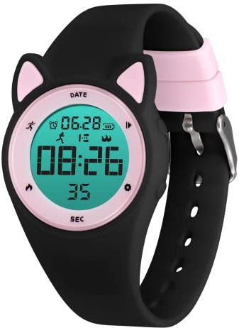 Digital Sports Watch, Fitness Tracker with Pedometer Step Counter Vibrate Alarm Calorie Distance Stopwatch Exercise Waterproof Rechargeable Walking Outdoor Silicone Wrist Watches for Boys Kids