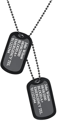 Supcare Vatertagsgeschenk Herren Personalisiert Dog Tags Halskette, Erkennungsmarke Hundekette Anhänger Gravur Name Text Edelstahl Militär Armee Kette Hund Necklace Modeschmuck für Frauen Jungen