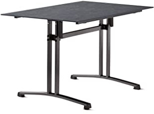 SIEGER Gastro-Tisch mit Säulenklapp-Gestell und Polytec® Platte, Gestell eisengrau, Platte Schiefer anthrazit