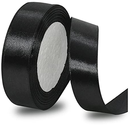 IMSOLDECOR Satinband Schwarz 25mm, 23m Geschenkband für Hochzeit | Bänder für Geschenkverpackungen, DIY-Basteleien, Blumensträuße, Nähprojekte, Schleifenherstellung, Geburtstags Dekoration
