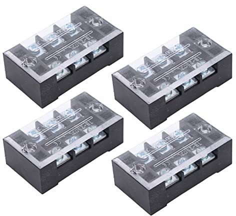Morsettiera a Doppia, Cablaggio Facile 600V 25A 4 Pezzi Blocco Barriera con Coperchio per Illuminazione (3 posizioni (2503))