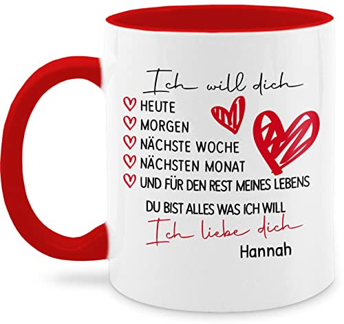 Tasse Tassen 325ml - Valentinstag Partner Freund & Freundin - Ich will dich heute morgen nächste Woche I Ich liebe dich Geschenk Paar Geschenke - 325 ml - Rot - teetasse boyfriend partnertassen