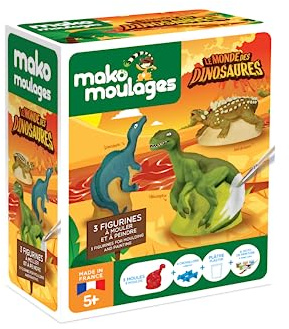 mako moulages Monde des Dinosaures-3 moules, 39097, Green, Gray, Brown