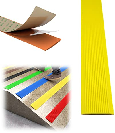 PVC Winkelprofil Kunststoff, Treppenkantenprofil Anti-Rutsch Treppenkante Stufenkantenprofil Integral Treppenkanten-Schutzprofil, Treppen-Kantenprofil Einfache Montage, Breite: 5 Cm ( Color : Giallo ,