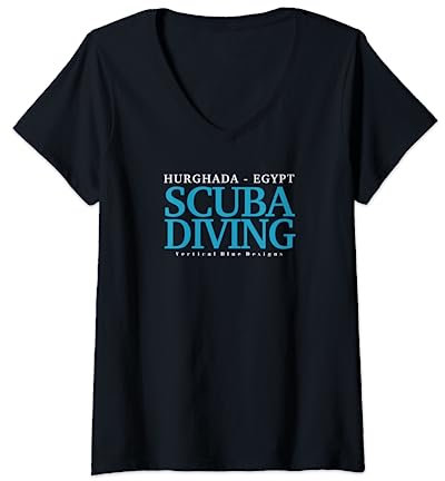 Damen Tauchen Hurghada, Taucherurlaub T-Shirt mit V-Ausschnitt