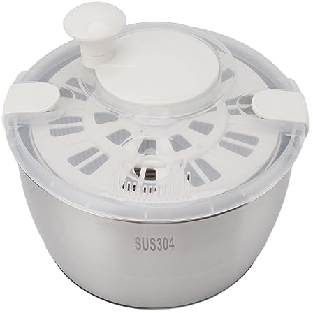 Centrifuga per Insalata in Acciaio Inossidabile, Centrifuga Manuale per Lattuga con Grande capacità, Design a Doppio Strato, Frutta e Verdura Ad Asciugatura Rapida con Struttura