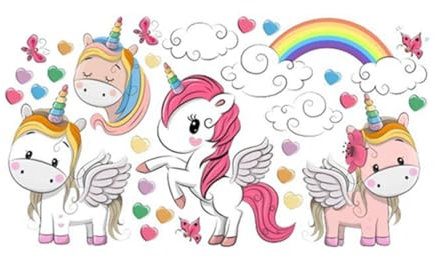 Toyvian Regenbogen Herz Einhorn Wandaufkleber Tapete Dekoration Für Kinderzimmer Wohnzimmer Home Fliesen Schrank Einfach Anbringen Rückstandsfrei Entfernen