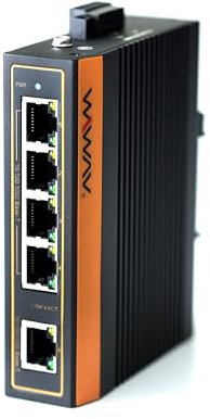 WIWAV WP1105-5GE-I Switch Ethernet Gigabit PoE non gestito a 5 porte con guida DIN/montaggio a parete (UL Listed, IP40, da -40 a 85℃)