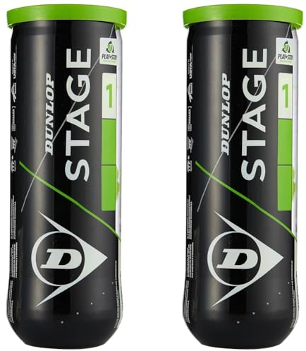 Dunlop Dunlop Tennisball Stage 1 Green - für Kinder & Anfänger im Großfeld (1x3er Dose) (Packung mit 2)
