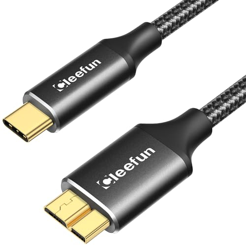 CLEEFUN USB C Hard Drive Cable 0.5m/50cm, USBC to USB 3.1 Micro B 10Gbps, Portable External Hard Drive Cord for MacBook Pro/Air, iPad/Tablet, iPhone, Galaxy S25 S24, WD/Seagate/Toshiba/Lacie/Westgate
