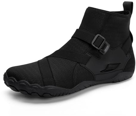UMANPOO Men Water Shoes Women Barefoot Slip on Sneaker Swim Aqua Beach Running Walking Hiking Cycling Non Slip High Top (Black, Numeric_11.5)