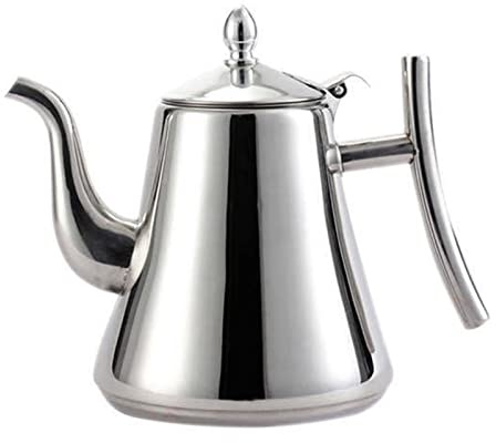Tetera de Acero Inoxidable de 1,2 L con Colador, Gran Capacidad, Filtro Extraíble, Jarra Clásica de Acero Inoxidable, Jarra de Agua, Tetera, para el Hogar, Restaurante,