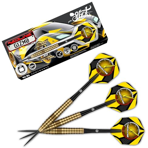 Shot! Redline Gizmo Steeldarts 25g – 80% Tungsten Präzisionsdarts mit Gold-Titanbeschichtung