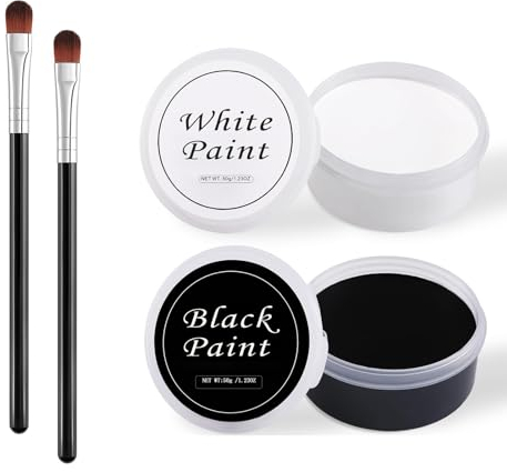 Körperfarben Schwarz (30g) und Weiß (30g) - Halloween Spezialeffekt Make Up Set,Kinderschminke Karnevals Make up Set,Bodypainting Farben Für Theaterschminke, Halloween