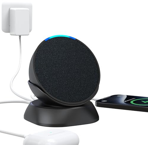 PlusAcc Soporte para Smartphones y Pop - Base de Carga con Puertos de Cargador USB C y USB A Soportes de Mesa Compatible con Pop/iPhone/Samsung (Negro)