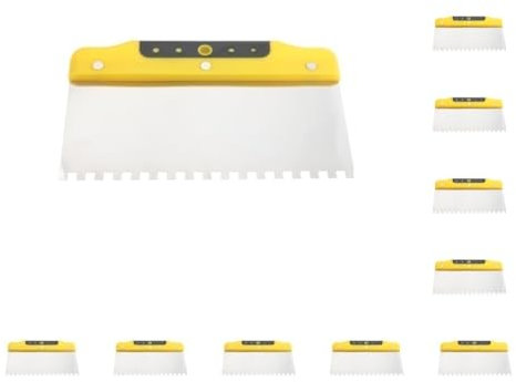 10 Set Drywall Trowel Notched Spreader Plastering Toothed Spatula Plastering Trowel 200mm, Yellow Black