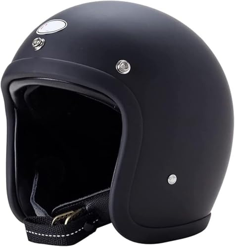 RCGNR Classic 500TX Small Body Helmet Open Motorcycle Helmet Retro Style 3/4 Motorcycle Helmet, Vintage Half Helmet Motorcycle, Half Helmet ECE Certified Jet Helmet,Matte Black,L