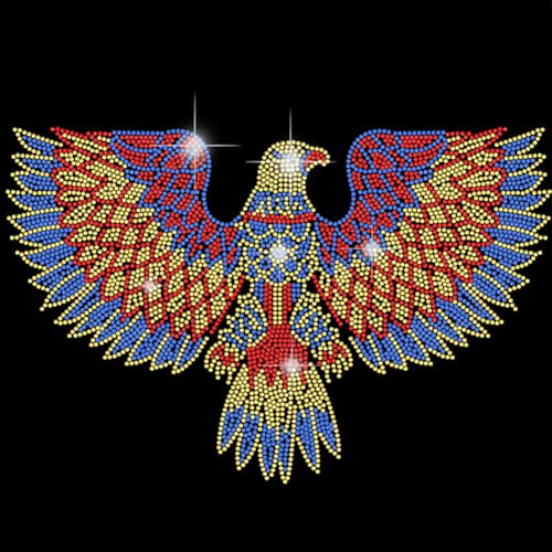 SUPERDANT Águila Totem para planchar, diamantes de imitación, transferencia de águila, cristal, transferencia de calor, termofijo, pedrería, pegatinas para camisetas, ropa, manualidades, regalos