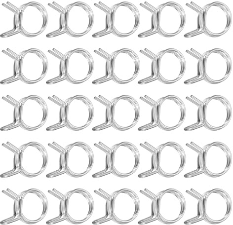 sourcing map 25Pcs 17mm/0.67inch Inner Dia Double Wire Spring Hose Clamp, Stainless Steel Adjustable Spring Clips for Hose Fuel Line Silicone Tube Water Pipe Air Pipe