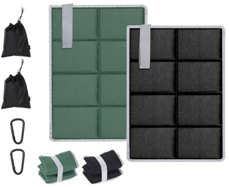 Abiyou 2 Pezzi Tappetino Pieghevole Outdoor, Cuscino Stadio con Borsa Portaoggetti, Cuscino da Stadio Pieghevole, Cuscini per Sedili da Esterno Portatili Inviato Moschettone, per Picnic, Campeggio