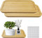 KiKiHong 2 Bandejas de bambú reproducible Bandeja rectangular 25 x 14 x 1,5 cm, decoración de la bandeja con cojín autoadhesivo antideslizante para posavasos, té, café, tartas