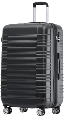 BEIBYE Reisekoffer 2088 Hartschalekoffer Gepäck Koffer Trolley Größe XL in 14 Farben (Schwarz)
