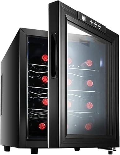 Enfriador de vino Refrigerador de vino de doble zona para 12 botellas Suave y a prueba de golpes, bajo nivel de ruido Circulación de aire frío Sin escarcha Temperatura constante Vidrio con revestimien